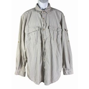 Insect Shield FTC Fishing Shirt Mens XXL Tan Vented Utility Safari